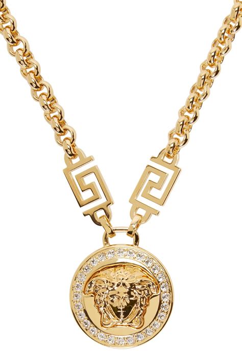 versace gold medallion|Versace medallion chain necklace.